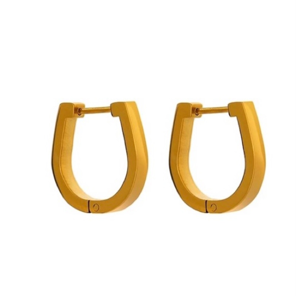 18K Gold U Shaped Hoop Earrings